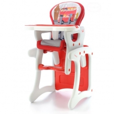 Jídelní židlička a stoleček EURO BABY - červený autobus