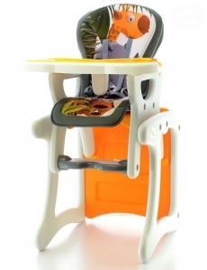 Jídelní židlička a stoleček EURO BABY - oranžová žirafa