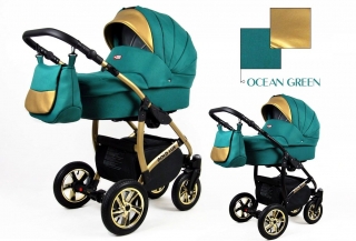 Kočárek  Raf- Pol Gold lux  kombinovaný- Ocean green