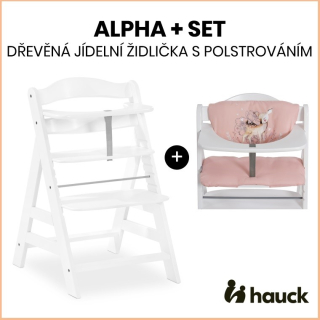 Hauck Alpha+ set 2v1 dřevená židle, white + polstrování Sweety