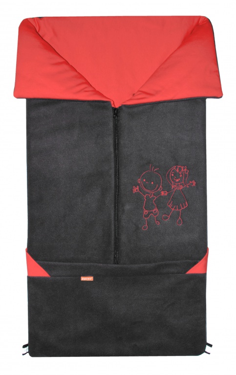 Fusak FANDA 2v1 fleece plus  bavlna EMITEX - černý plus červená